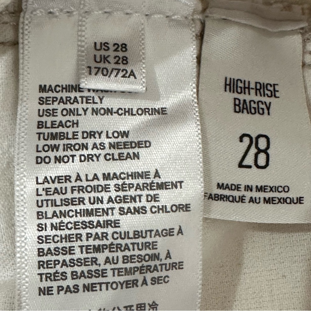 BDG High Rise Baggy Jeans Cream Distressed Wide Leg High Rise Waist - Picture 8 of 9